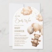 Neutral Brown Teddy Bear Balloons Arch Baby shower Kaart (Voorkant)
