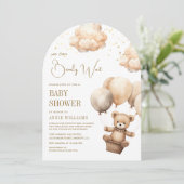 Neutral Brown Teddy Bear Balloons Arch Baby shower Kaart (Staand voorkant)