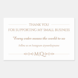 Neutral Brown Thank You | Minimal Small Business  Rechthoekige Sticker