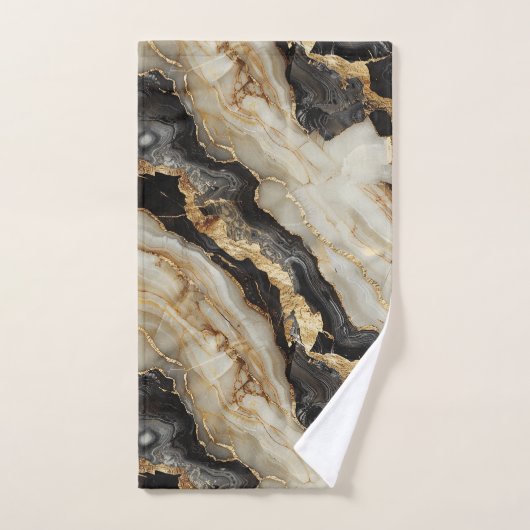 Neutral Browns Marmeren Gouden Folie look Bad Handdoek (Handdoek)