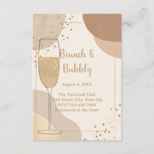Neutral Brunch & Bubbly Details Card – Beige Informatiekaartje (Voorkant)