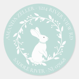 Neutral BUNNY Baby shower retour adreslabel Ronde Sticker