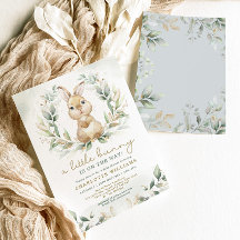 Neutral Bunny Rabbit Greenery Gold Baby shower