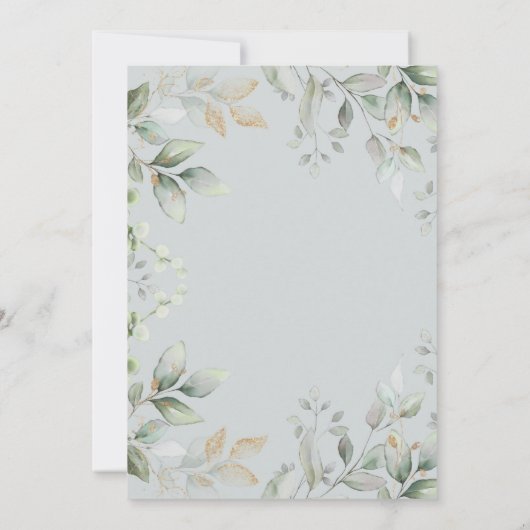 Neutral Bunny Rabbit Greenery Gold Baby shower Kaart (Achterkant)