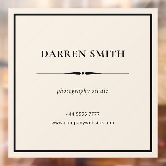 Neutral Business Kantoor Naam Lijst Zwart Raamsticker (Vel 2)