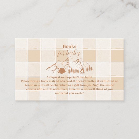 Neutral Camping Baby shower Boeken voor Baby Informatiekaartje (Voorkant)