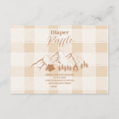 Neutral Camping Baby shower Diapper Raffle Informatiekaartje (Voorkant)