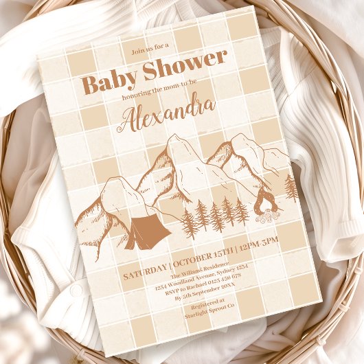 Neutral Camping Baby shower Invitation Kaart