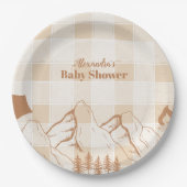 Neutral Camping Baby shower Papieren Bordje (Voorkant)