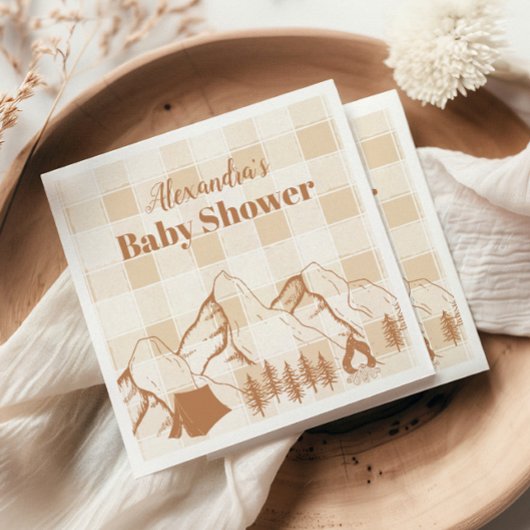 Neutral Camping Baby shower Servet