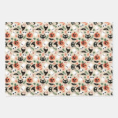 Neutral Cats & Pumpkins Mixed Halloween Patterns Inpakpapier Vel (Voorkant)
