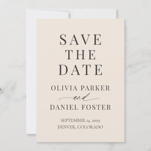 Neutral Champagne Wedding Save the Date (Voorkant)