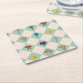 Neutral checks with assorted fungi kartonnen onderzetters (Schuin)