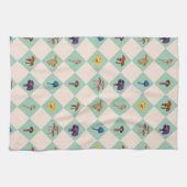 Neutral checks with assorted fungi theedoek (Horizontaal)