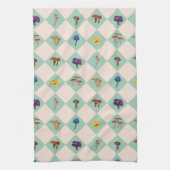 Neutral checks with assorted fungi theedoek (Verticaal)