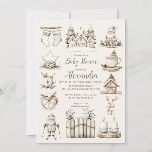 Neutral Christmas Collage Baby shower Kaart (Voorkant)