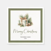 Neutral Christmas Gift Personalized Family Napkins Servet (Voorkant)