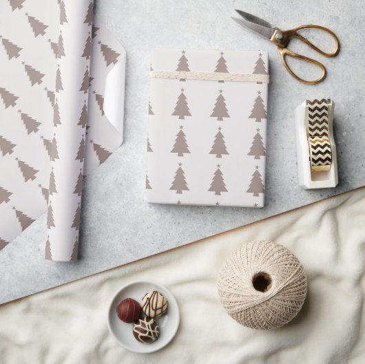 Neutral Christmas Trees Minimalist Wrapping Paper Cadeaupapier (Crafts)