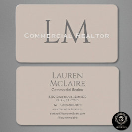 Neutral Classic Taupe Monogram Business Card Visitekaartje