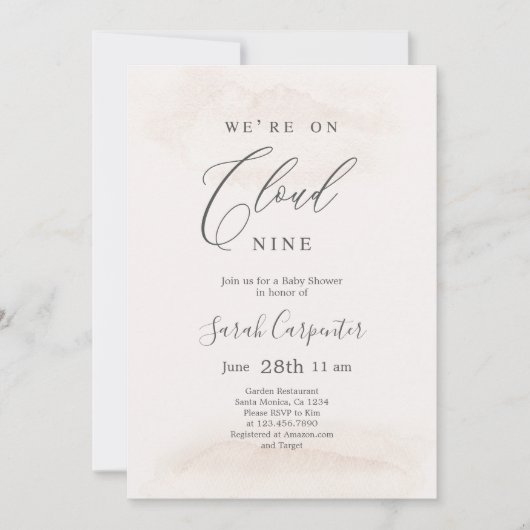 Neutral Cloud 9 Baby shower Kaart (Voorkant)