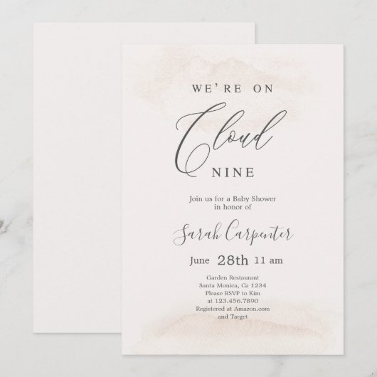 Neutral Cloud 9 Baby shower Kaart (Voorkant / Achterkant)