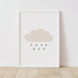 Neutral Cloud Blue Boy Nursery Decor Poster