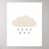 Neutral Cloud Blue Boy Nursery Decor Poster (Voorkant)