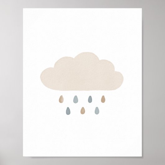 Neutral Cloud Blue Boy Nursery Decor Poster (Voorkant)