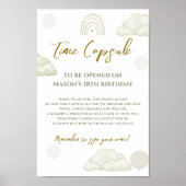 Neutral Cloud Boho Time Capsule First Birthday Poster (Voorkant)