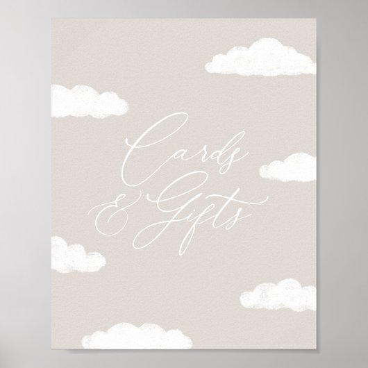 Neutral Cloud Negen Baby shower Kaarten en geschen Poster (Voorkant)