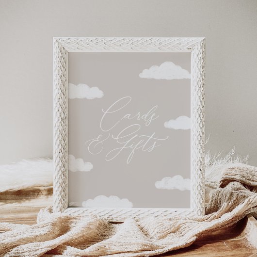 Neutral Cloud Negen Baby shower Kaarten en geschen Poster