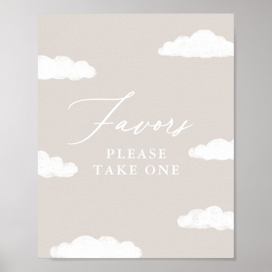 Neutral Cloud Nine Baby shower Favorieten Sign Poster (Voorkant)
