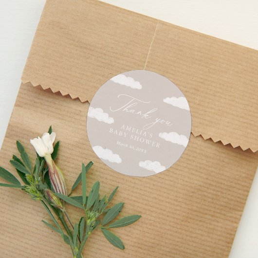 Neutral Cloud Nine Baby shower Ronde Sticker