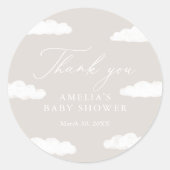 Neutral Cloud Nine Baby shower Ronde Sticker (Voorkant)