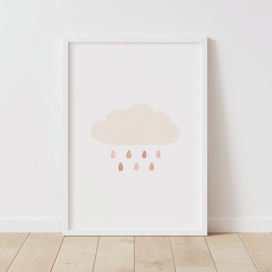 Neutral Cloud Pink Girl Nursery Decor Poster