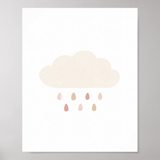 Neutral Cloud Pink Girl Nursery Decor Poster (Voorkant)