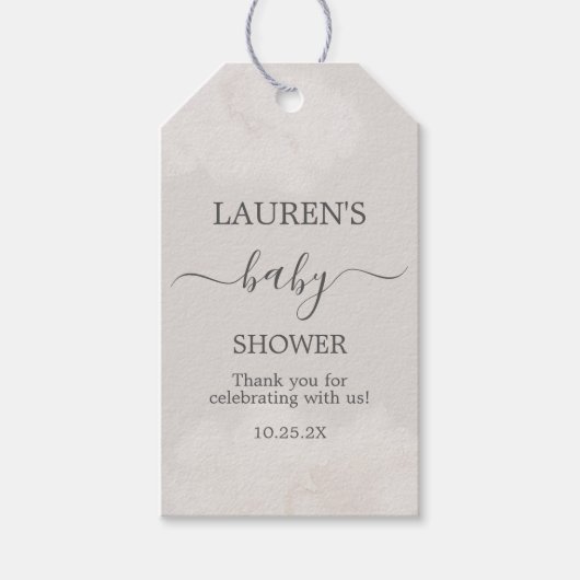 Neutral Clouds Baby shower Girl Gift Label Cadeaulabel (Voorkant)