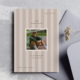 Neutral Color Sporty Stripes Graduation Photo  Aankondiging