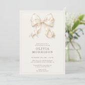 Neutral Coquette Bow Bridal Shower Kaart (Staand voorkant)