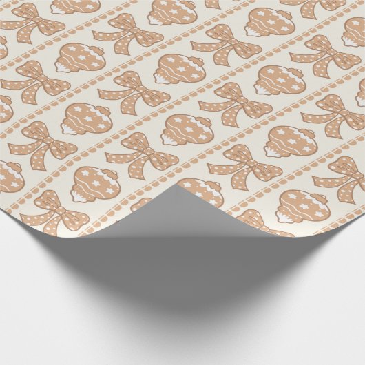 Neutral Coquette Christmas Bow Girly Boho Beige Cadeaupapier (Hoek)