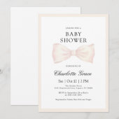 Neutral Cream Bow Baby shower Invitation Bedankkaart (Voorkant / Achterkant)