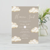 Neutral Cream Cloud Heaven Sent Baby Shower Party Kaart (Staand voorkant)