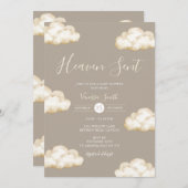 Neutral Cream Cloud Heaven Sent Baby Shower Party Kaart (Voorkant / Achterkant)