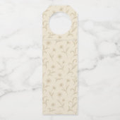 Neutral Cream Elegant Floral Botanische Wijn Flessenhanger (Voorkant)