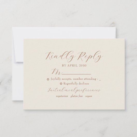 Neutral Cream Floral Wedding RSVP Kaart (Voorkant)