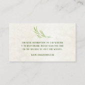 Neutral Cream &  Groen Rustiek RSVP QR Code Informatiekaartje (Achterkant)