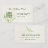 Neutral Cream &  Groen Rustiek RSVP QR Code Informatiekaartje (Voorkant / Achterkant)