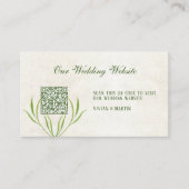 Neutral Cream &  Groen Rustiek RSVP QR Code Informatiekaartje (Voorkant)