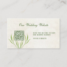 Neutral Cream &  Groen Rustiek RSVP QR Code Informatiekaartje