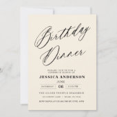 Neutral Cream Ivory Foto Verjaardagsdiner Kaart (Voorkant)